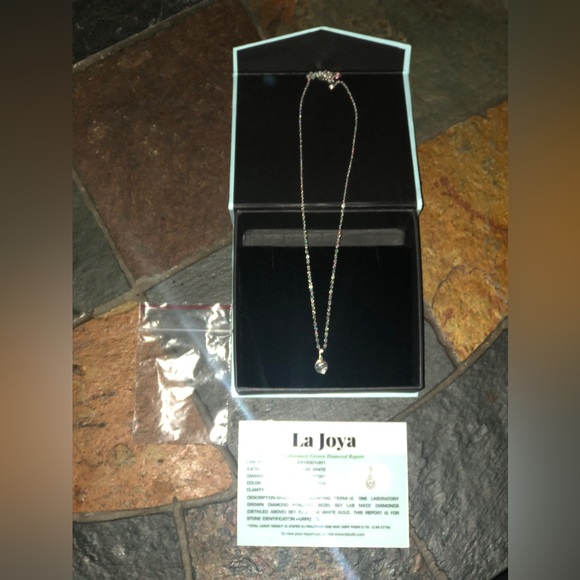 Certified .75 ct. diamond & 14k white gold chain. NWOT - Picture 3 of 9